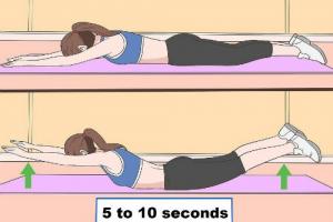 A set of exercises for the back and abs Exercises for the back and abs at home